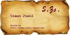 Simon Zseni névjegykártya
